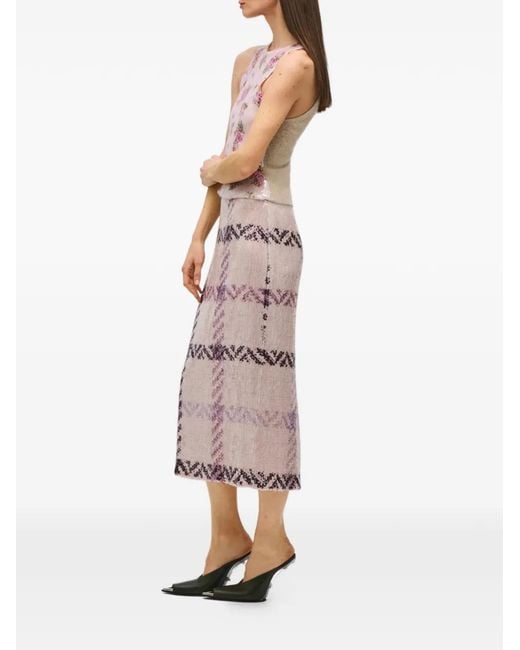 Brandon Maxwell Pink Mercer Sequin-Embellished Midi Pencil Skirt