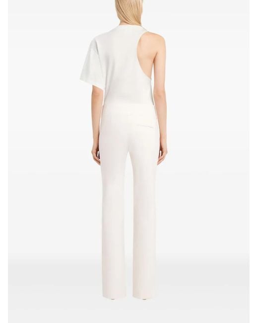 Courreges White One-Sleeve Scuba-Jersey T-Shirt