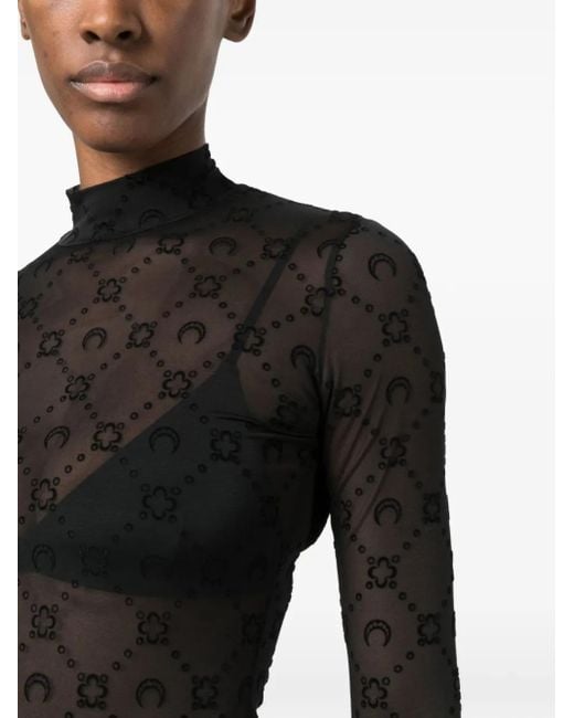 MARINE SERRE Black Moon Crewneck Top