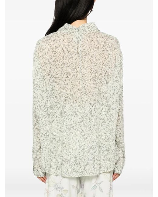 Forte_forte White Petite-Pois Print Voile Shirt