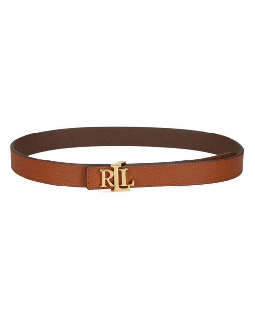 Lauren by Ralph Lauren Brown Logo-buckle Leather Belt