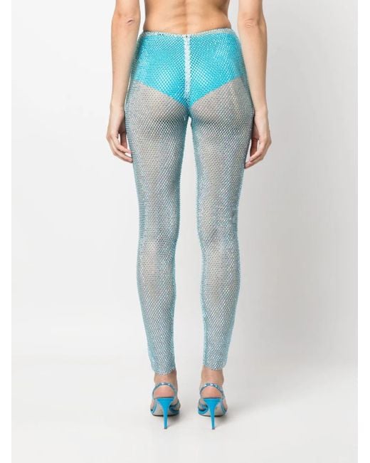 GIUSEPPE DI MORABITO Blue Metallic Fishnet Leggings