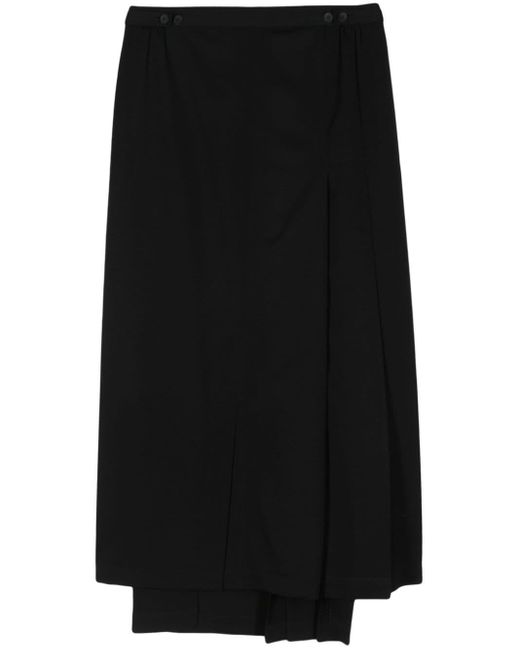 Yohji Yamamoto Asymmetric Wool Skirt Black