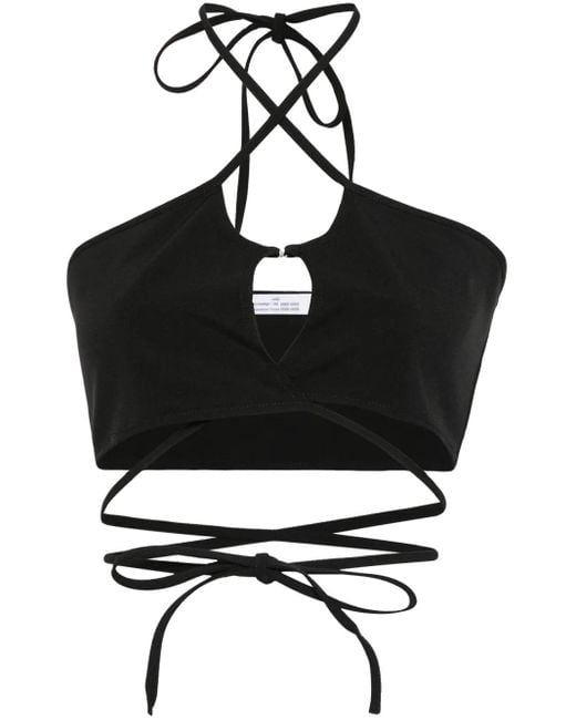 ROKH Black Crossover-Straps Cropped Top