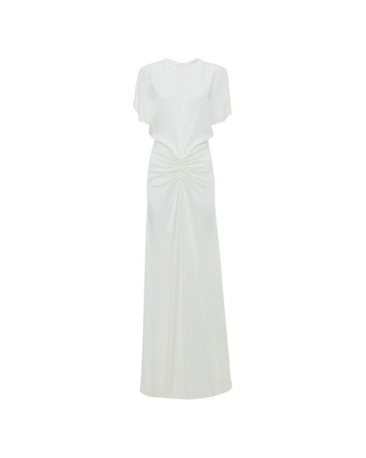 Victoria Beckham White Isabella Draped-Detail Maxi Dress