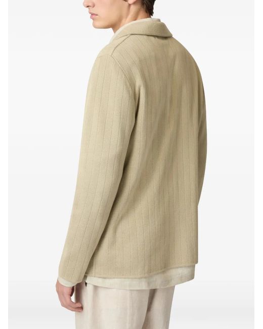 Lardini Natural Single-Breasted Knit Jacket for men