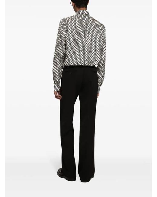 Dolce & Gabbana Black Geometric-Print Silk Shirt for men
