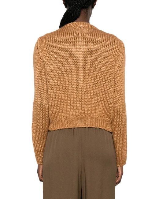 Forte_forte Natural Chunky-Knit Button-Up Cardigan