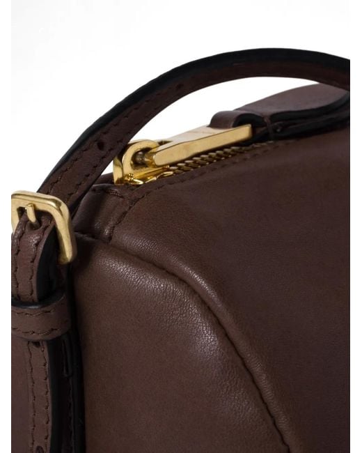 Miu Miu Brown Logo-Embossed Leather Pouch