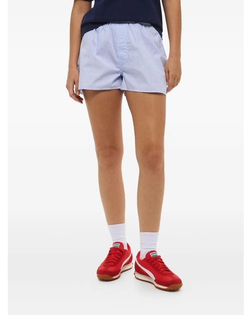 Sporty & Rich White Logo-Detailing Striped Boxer Shorts