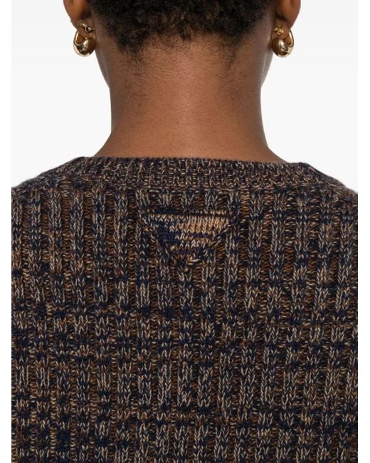 Prada Black Gerippter Cardigan mit V-Ausschnitt