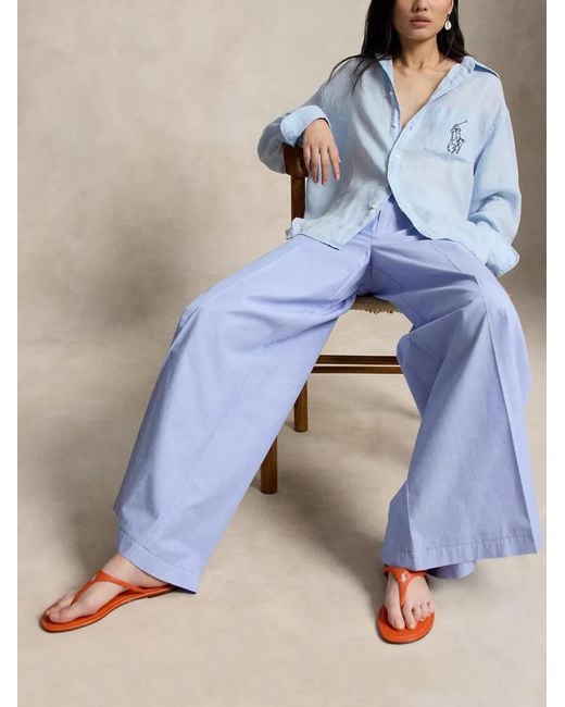 Polo Ralph Lauren Blue Wide-Leg Trousers