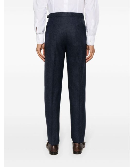 Tagliatore Blue Geometric Tapered Trousers for men