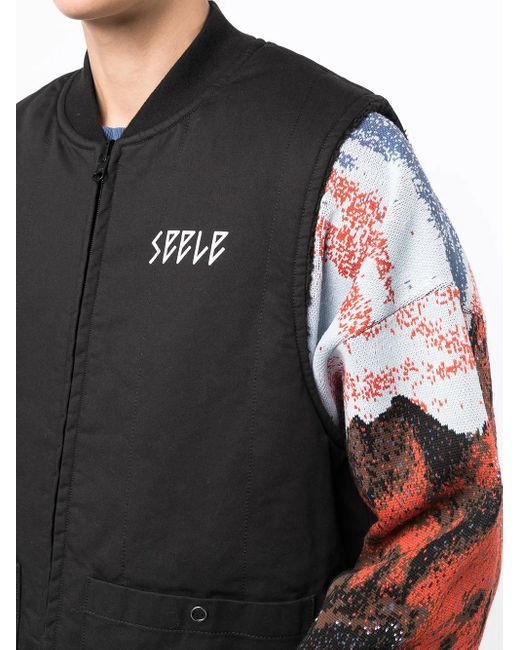 Gilet Reversibile Con Stampa di Undercover in Black da Uomo