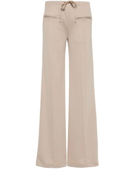 Courreges Natural Logo-Patch Ribbed Trousers