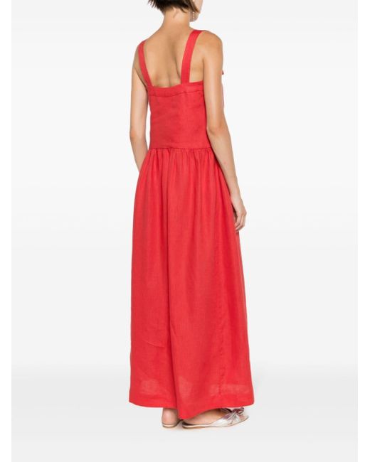 Vestido largo con detalle de lazo Adriana Degreas de color Red