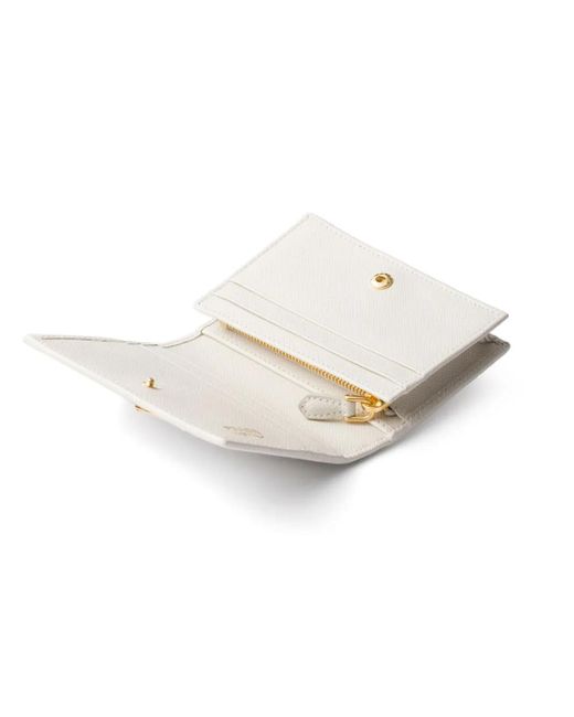 Prada White Small Saffiano Leather Wallet
