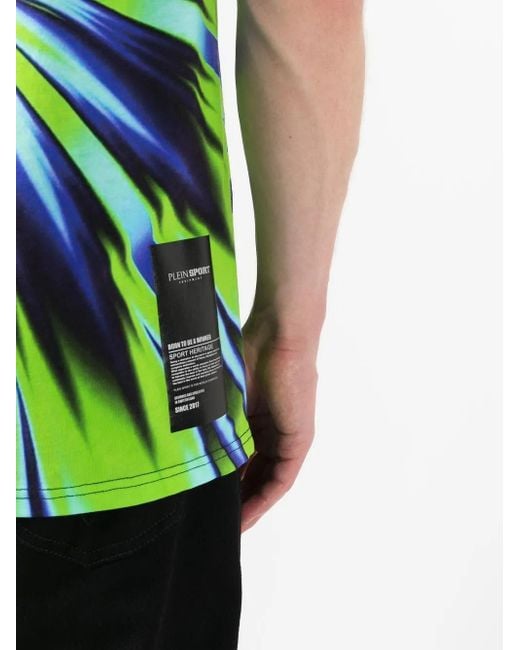 Philipp Plein Green Tie Dye-Print Short-Sleeved T-Shirt for men