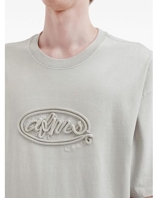 AFTERMATHS Gray Rope-Logo T-Shirt for men