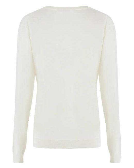Gucci Natural Gg V-Neck Wool Jumper