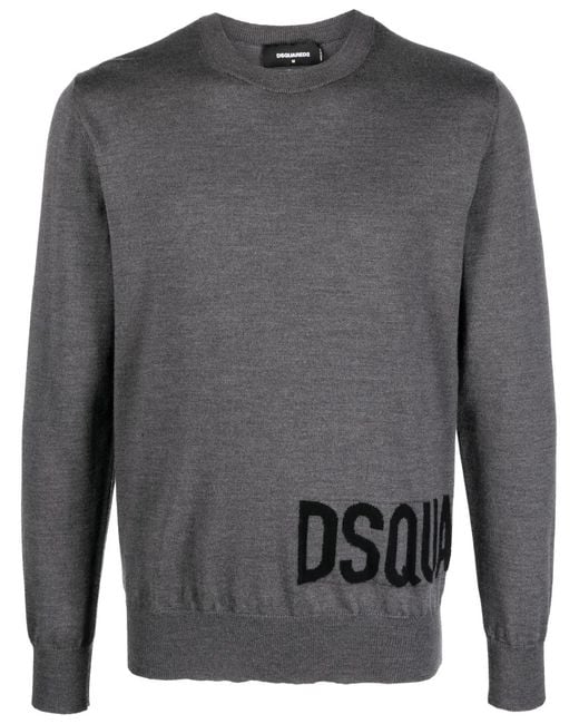 DSquared² Gray Wool Sweater for men