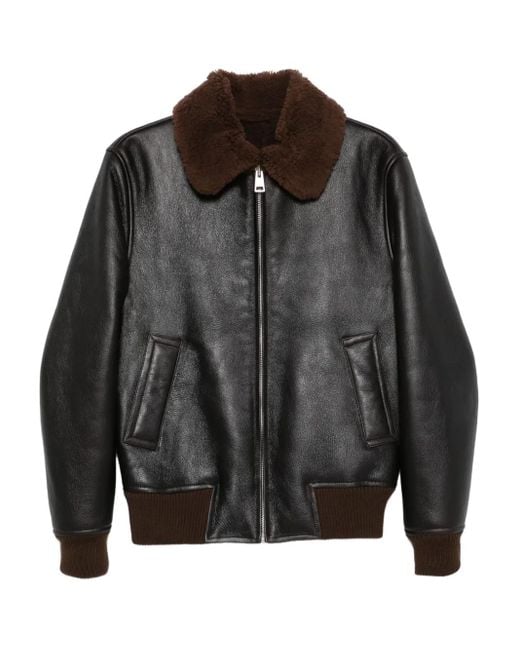 Sandro Black Reversed Leather Jacket for men