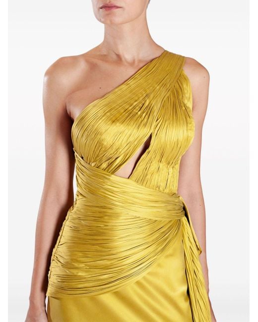 Maria Lucia Hohan Yellow Bliss One-shoulder Silk Gown
