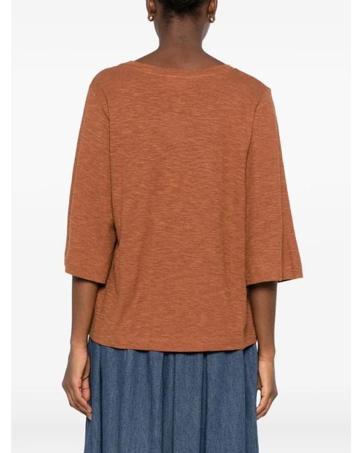 MAISON 123 Brown Liana V-Neck T-Shirt