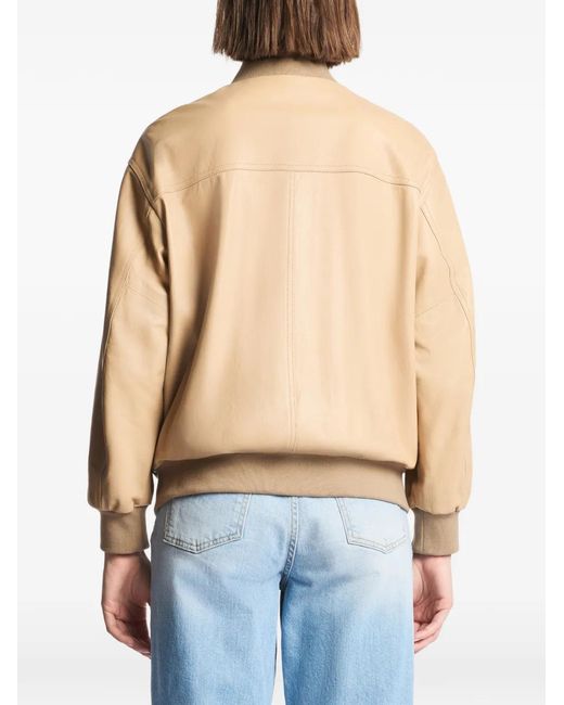 Fay Natural Leather Bomber Jacket