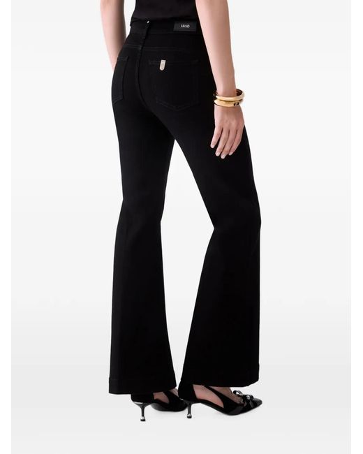 Liu Jo Black Flare Jeans With Jewel Buttons