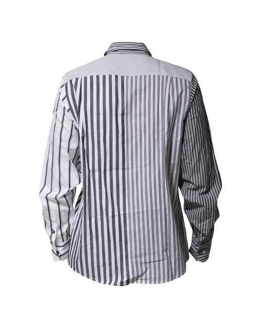 Dolce & Gabbana White Patchwork Striped Shirt for men