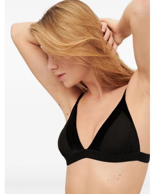 Undress Black Velvet-Trimmed Triangle Bra