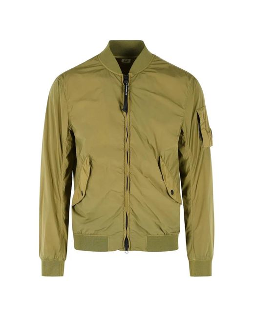 C P Company Green Nycra-R Lens Bomber Jacket for men