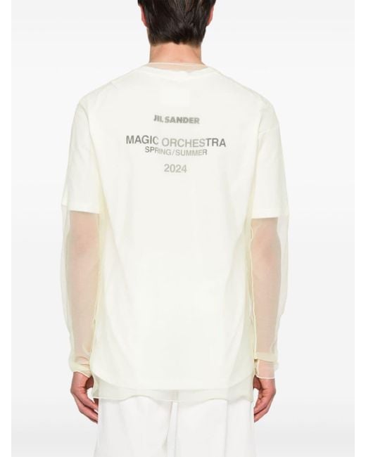 T-shirt a maniche lunghe con design a strati di Jil Sander in White da Uomo