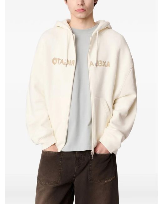 Axel Arigato White Rhys Logo-Embroidered Zip-Up Hoodie for men