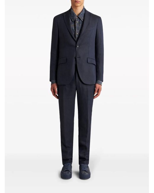 Etro Blue Single Breasted Wool Blazer For for men