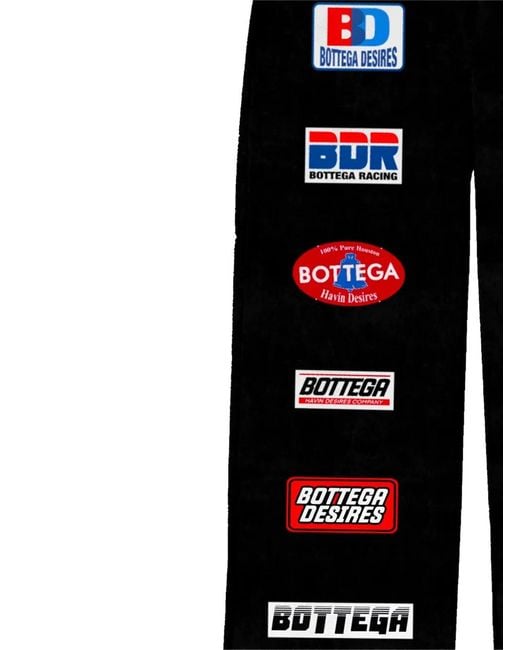 Bottega Desires Black Logo-Patch Sweatpants for men