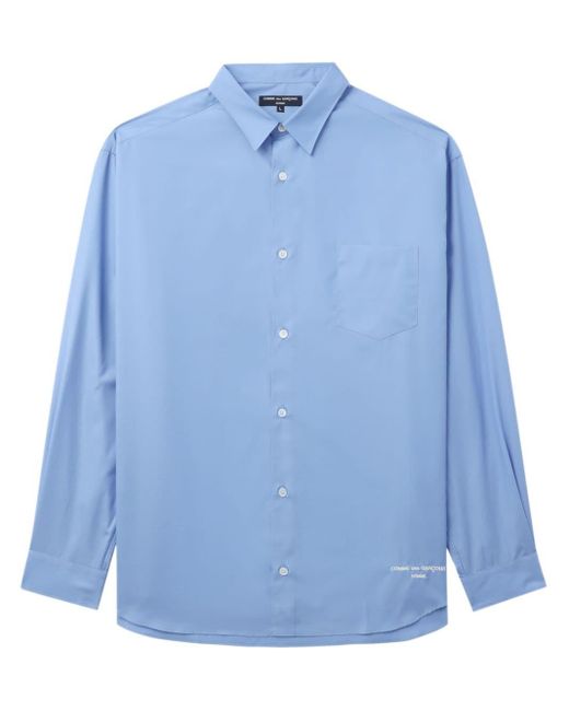Comme des Garçons Blue Logo-embroidered Cotton Shirt for men