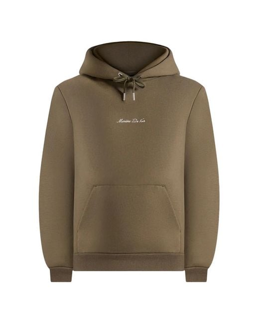 Manière De Voir Green Gustave Logo-Embroidery Regular-Fit Hoodie for men