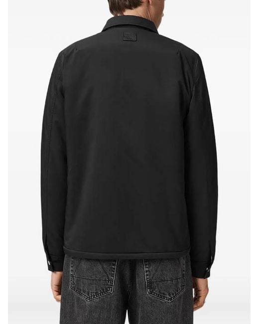 AllSaints Black Longhaul Buttoned Shirt Jacket for men