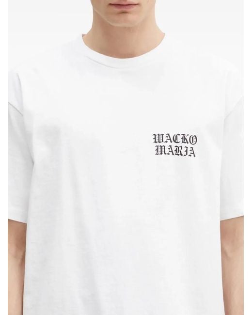 Wacko Maria White Logo-Print Short-Sleeve T-Shirt for men