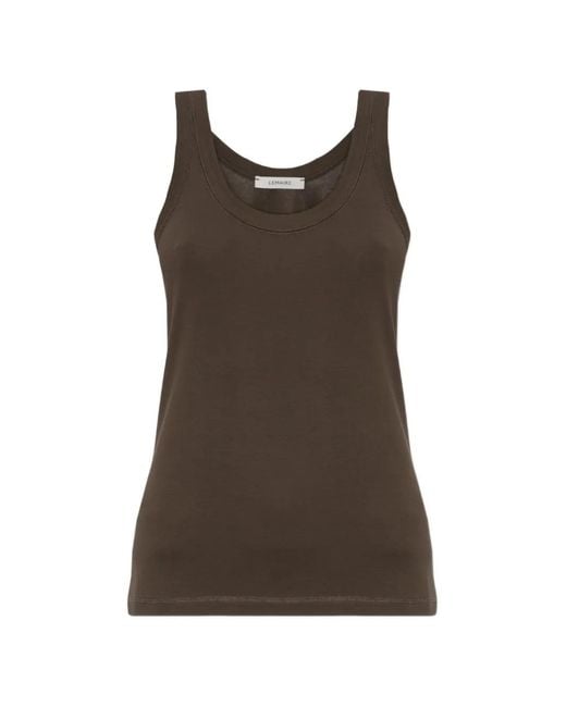 Lemaire Brown Ribbed-Knit Scoop-Neck Tank Top