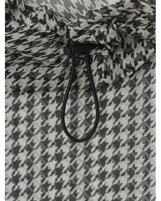 Burberry Gray Sheer-Seidenkleid Mit Hahnentrittmuster