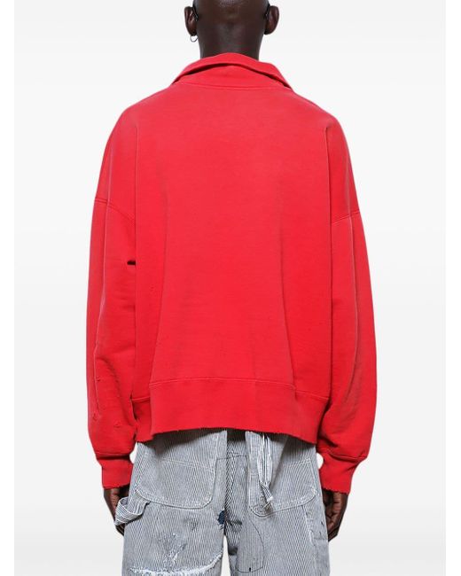 SAINT Mxxxxxx Red Logo-print Cotton Sweatshirt for men
