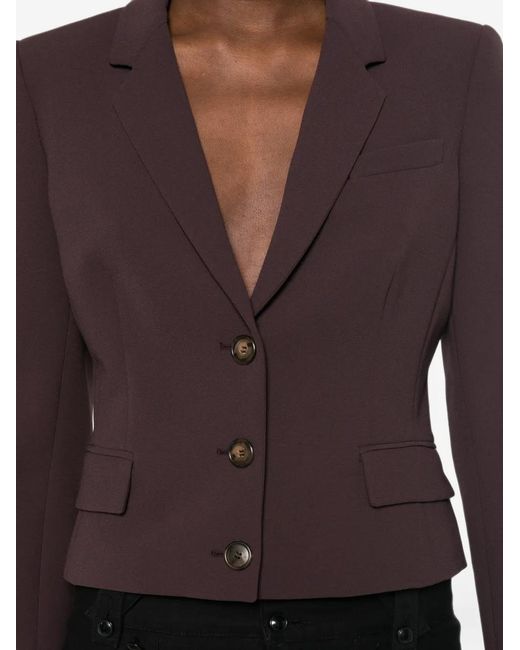 ANDAMANE Purple Zefira Single-Breasted Cropped Blazer