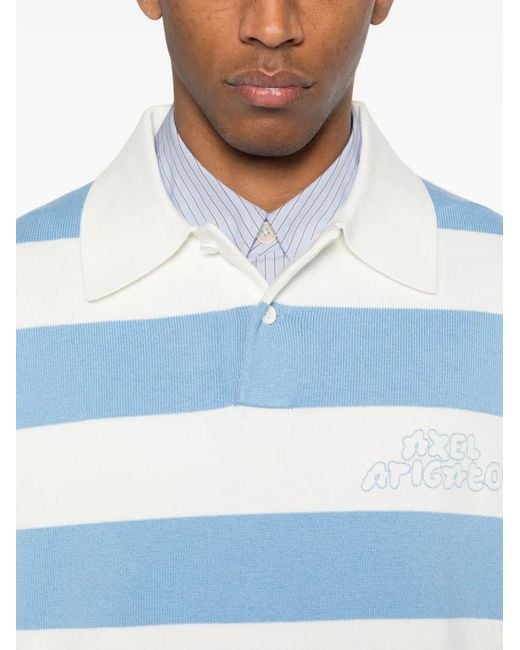 Axel Arigato Blue Rey Striped Logo Polo Shirt for men