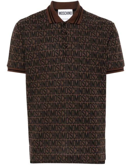 Camisa con logo en jacquard Moschino de hombre de color Black