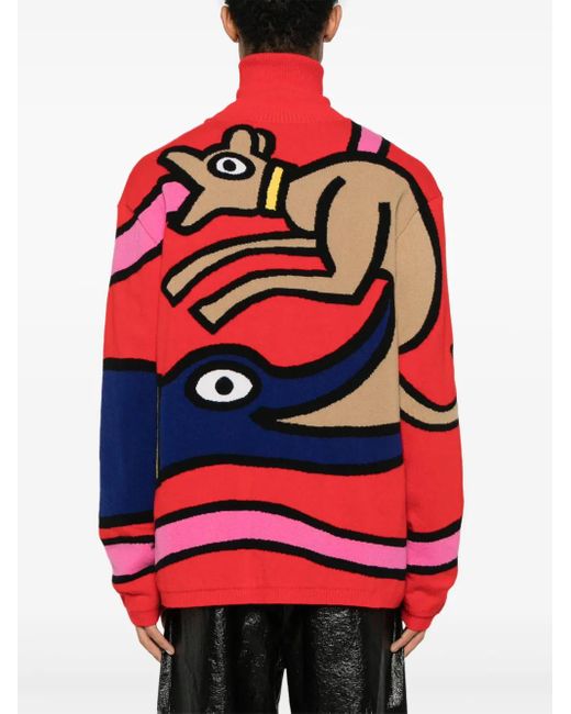 Walter Van Beirendonck Red Viper Wool Jumper for men