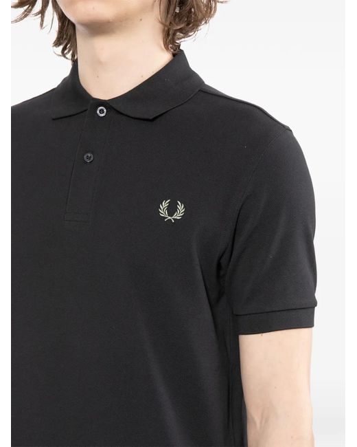 Fred Perry Black Laurel-Wreath Short-Sleeve Polo Shirt for men