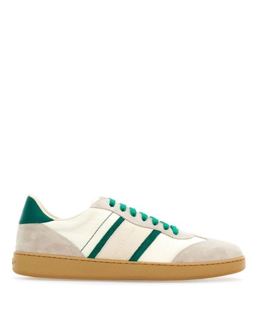 Ferragamo Green Panelled Lace-up Sneakers for men